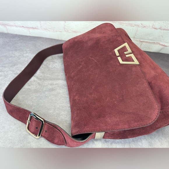 Gucci Rare Suede Flap Burgundy G Logo Bag - Picture 9 of 16